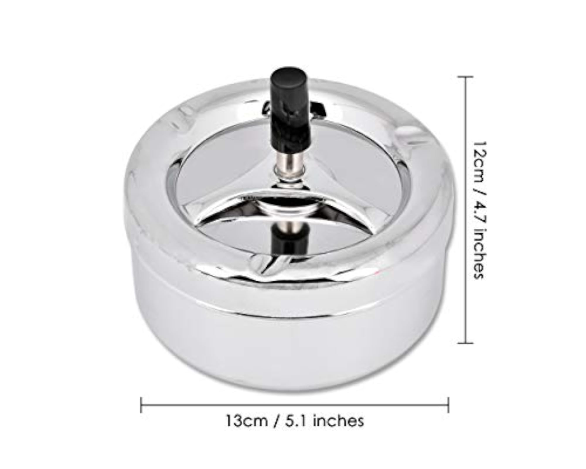 Large Round Push Down Spinning Metal Ashtray